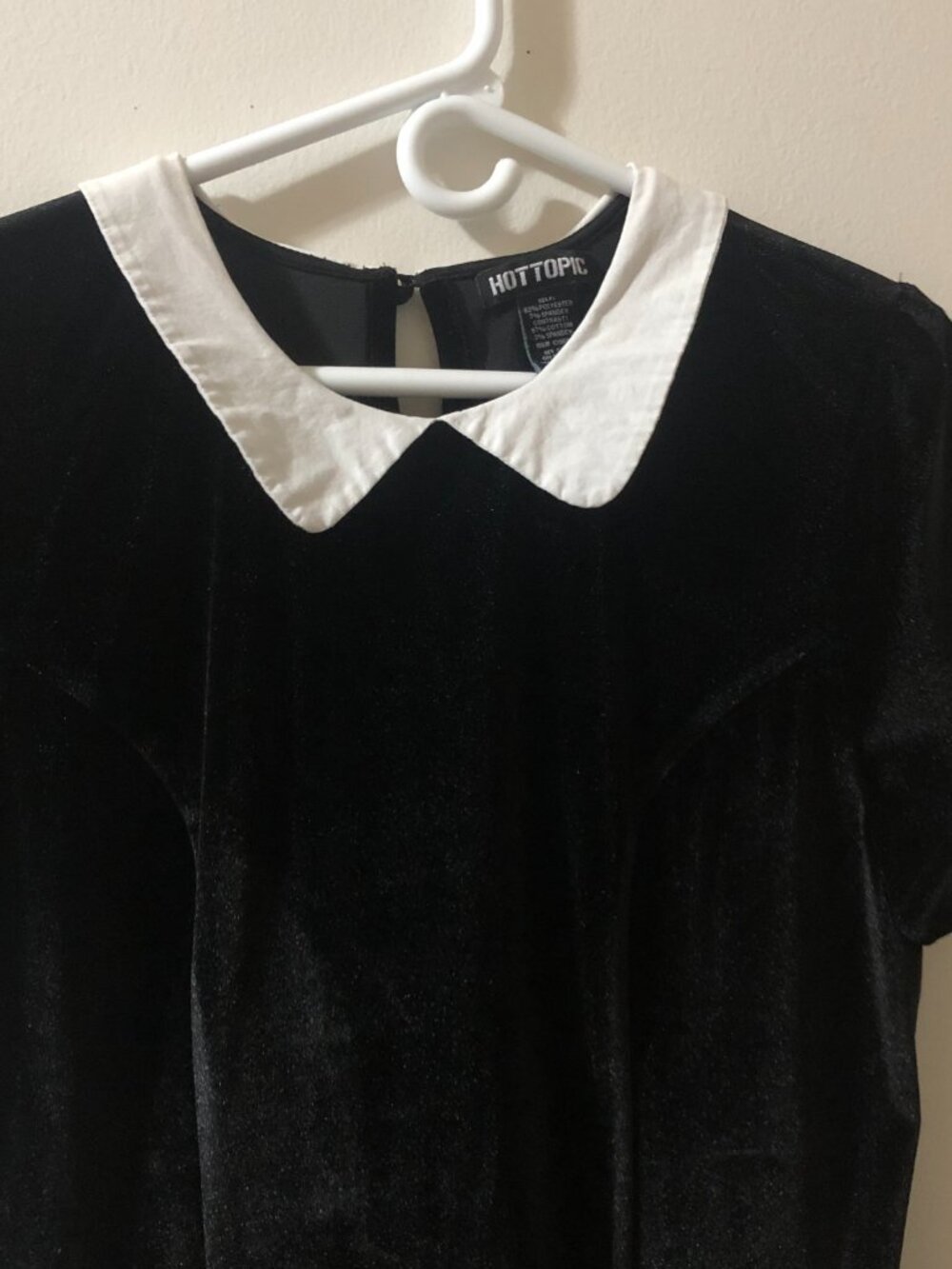 Hot Topic Black Velvet Academia Dress XL Wednesday Addams Peter Pan Collar Goth - Picture 4 of 6
